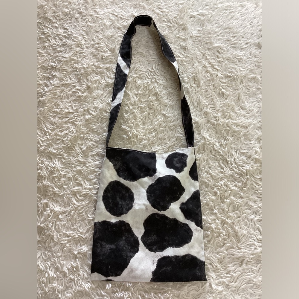 Handmade cow print small shoulder bag tote